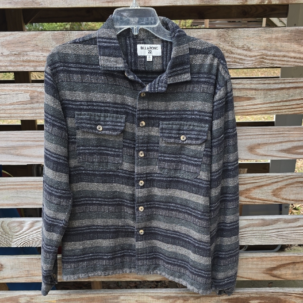 Billabong Charcoal Striped Flannel Shirt
